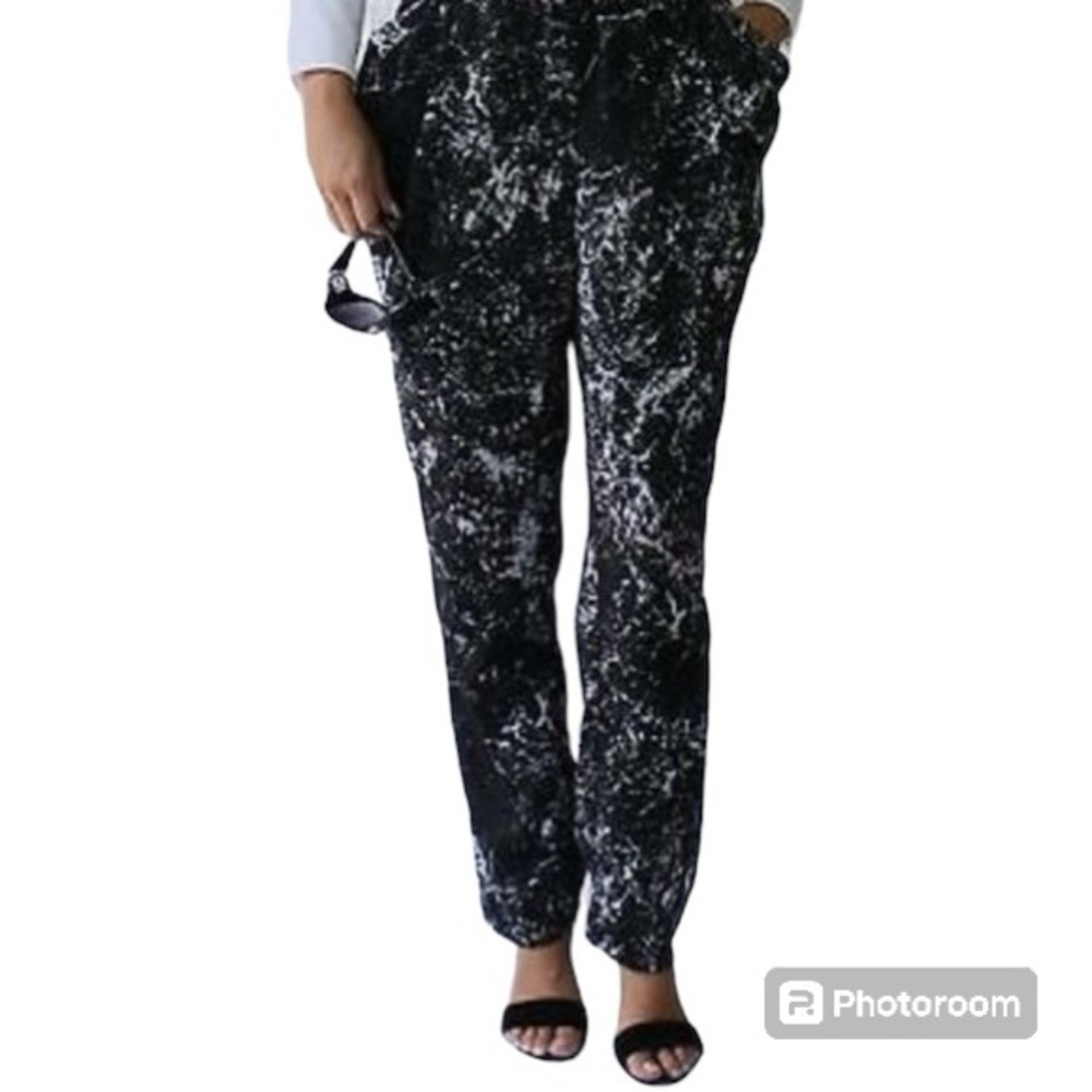 Michael Michael Kors Harem Dress Pants 8 Black Gray Splatter Pattern